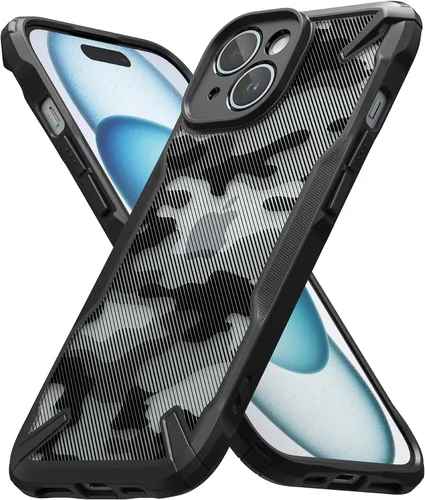 Miniatura 10 de Ringke Fusion-X [recortes precisos para lentes de cámara] compatible con iPhone 15 Plus, parachoques aumentado, parte trasera dura, resistente, Negro