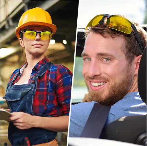 Miniatura 6 de Kathfly 36 gafas de seguridad resistentes a los arañazos, gafas de seguridad protectoras con lente (ámbar)