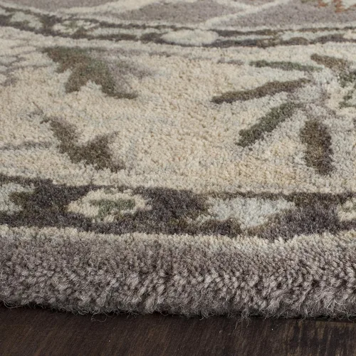 Miniatura 3 de SAFAVIEH Heritage Collection HG863A - Alfombra redonda de lana oriental de primera calidad, hecha a mano, 6 pies, color gris y beige