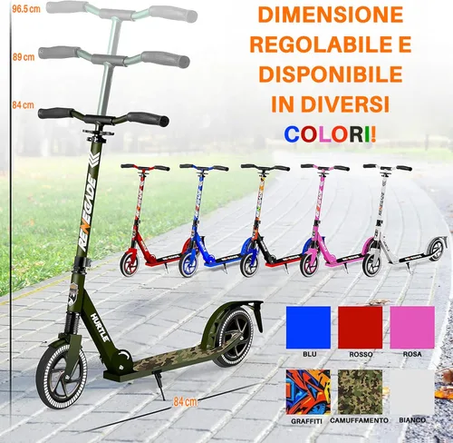 Miniatura 5 de Hurtle Renegade Kick Scooter for Kids, Teenagers & Adults - 2-Wheel Folding Scooter with Adjustable T-Bar Handlebar - Alloy Anti-Slip Deck Camouflaje