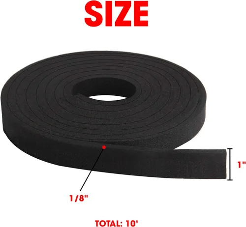 Miniatura 2 de Rollo de Tira de Espuma de Neopreno por Dualplex, 1" de Ancho x 10' de Largo x 1/16" de Grosor, Sellado Contra la Intemperie Tiras de Alta Densidad