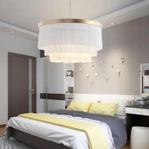 Miniatura 7 de Lámparas colgantes románticas nórdicas con borlas y lámparas de techo modernas creativas de 3 niveles en blanco