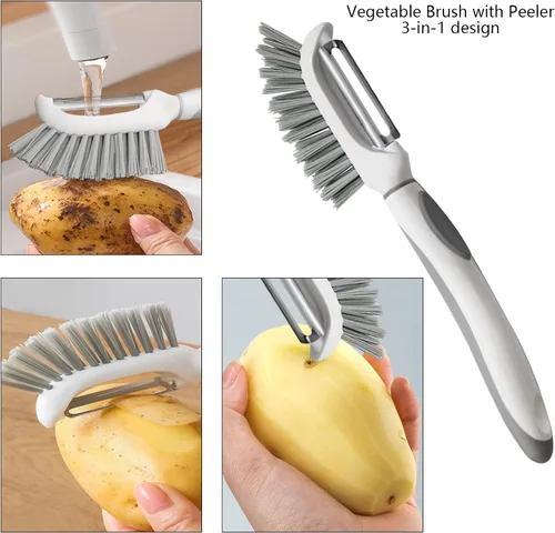 Miniatura 2 de Openfly Cepillo flexible para frutas y verduras, pelador de verduras/frutas con cepillo de frutas flexible para alimentos, verduras, zanahoria
