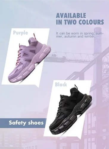 Miniatura 5 de MENGYUXIN Zapatos de seguridad para mujer, botas de seguridad de trabajo con punta de acero, zapatillas de trabajo transpirables, zapatos de trabajo
