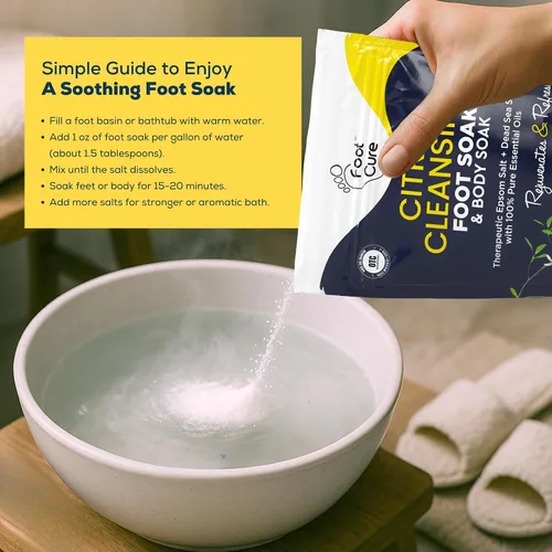 Miniatura 7 de FOOT CURE Remojo de desintoxicación cítrico para pies con sales de Epsom – para callos de pies, apariencia de uñas de los dedos dañadas, pedicura