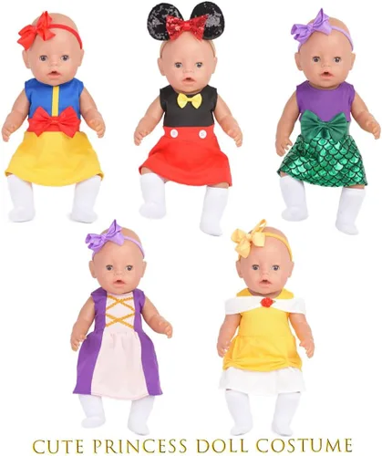 Miniatura 2 de Accesorios para muñecas de bebé, 5 ropa de muñeca, trajes de princesa de sirena para muñecas de 15 a 18 pulgadas, muñecas de bebé de 15 pulgadas, 10