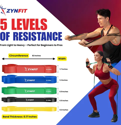 Miniatura 3 de Juego de bandas de resistencia de látex 100% natural con anclaje de puerta, bandas de dominadas de 5 niveles para entrenamiento, entrenamiento