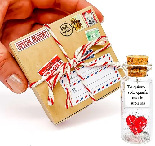Miniatura 14 de Kseniya Revta Mensaje romántico en una botella para regalar a tu novio o novia - Tarro de los deseos con una tarjeta para tu esposo o esposa