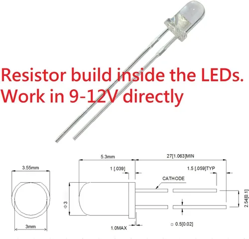 Miniatura 2 de 50pcs 12V 0.118 in LED blanco 9V medidor instrumento diodos emisores de luz (blanco azul verde amarillo rojo, opcional en listado) 0.06 vatios