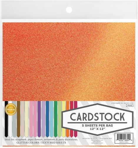 Miniatura 2 de Irdecent Glitter - Cartulina para manualidades, 13 opciones de color, 8.82 oz. 12 x 12 pulgadas, 5 hojas premium (canario)