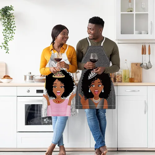 Miniatura 6 de 4 delantales impermeables para mujeres africanas, delantales ajustables para cocinero, reina, negro, para hornear, parrilla, jardinería, cocina