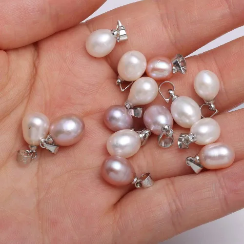 Miniatura 2 de LE SKY 10 colgantes de perlas naturales, forma de arroz, cultivadas AAA, de agua dulce, de color mixto, perlas colgantes para fabricación de joyas