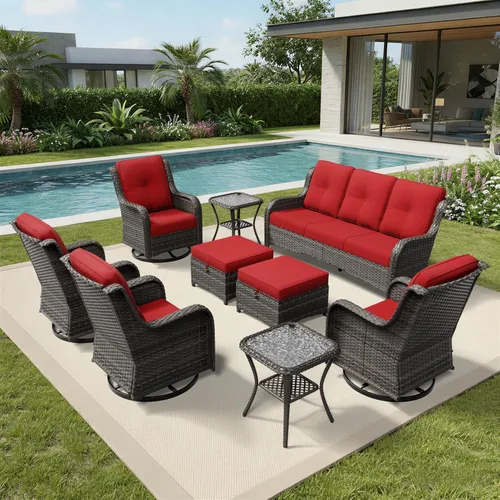Miniatura 140 de Joyside Juego de sillas de mimbre para patio, juego de 3 piezas de mimbre para exteriores con 2 sillas reposabrazos y 1 mesa auxiliar para terraza