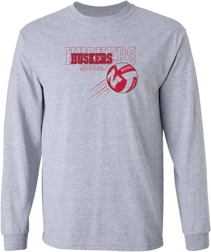 Miniatura 16 de CornBorn Elige tu diseño - Camisetas de manga larga de voleibol de Nebraska Voleibol Script Huskers - Blanco