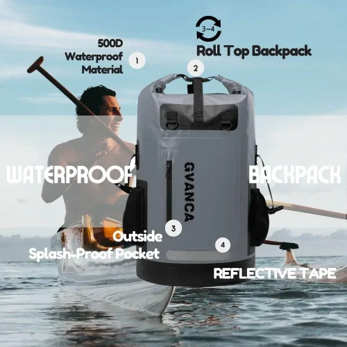 Miniatura 2 de Mochila impermeable con tapa enrollable para kayak, bolsa seca flotante para actividades al aire libre, navegación, vela, canotaje, rafting, pesca