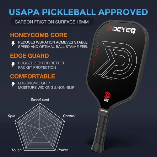Miniatura 3 de DGYGQ Pickleball Paddles, T700SC Power Carbon Fiber Pickleball Paddle with Polypropylene Honeycomb Core, Increased Power for Ultimate Spin &