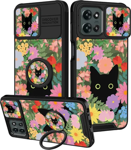 Miniatura 25 de Funermei Funda para Moto G Play 4G 2024 – Funda para teléfono para mujeres y niñas, diseño único de gato y libros, diseño único con funda