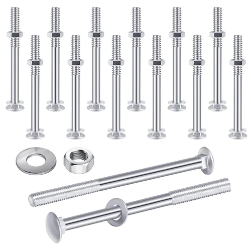Miniatura 16 de Zonon Juego de 12 pernos de carro de 1/2 x 4 pulgadas, negro galvanizado, incluye arandelas resistentes a la corrosión y tuercas para accesorios