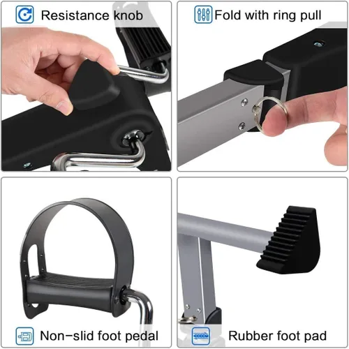 Miniatura 4 de Bicicleta estática plegable para debajo del escritorio, ejercitador de pedal de brazo y pierna portátil