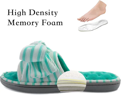 Miniatura 2 de ULTRAIDEAS - Pantuflas de espuma viscoelástica para mujer, con puntera abierta y correa ajustable, pantuflas de meter sin agujetas para mujer, forro