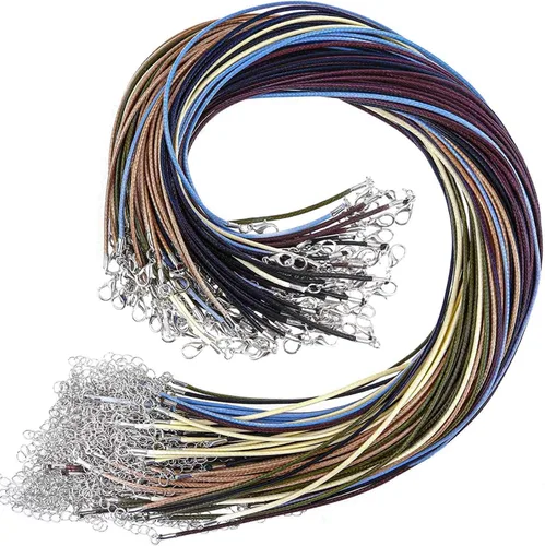 Miniatura 8 de Selizo - 100 unidades de cordón para collar para hacer joyas, cuerda encerada negra para suministros de fabricación de pulseras Negro
