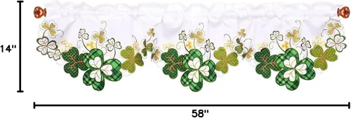 Miniatura 4 de Cenefa de Cortina Bordada con Trébol Irlandés A 58 × L 14 Pulgadas, Decoraciones de Ventana de Cocina para el Día de San Patricio o Primavera