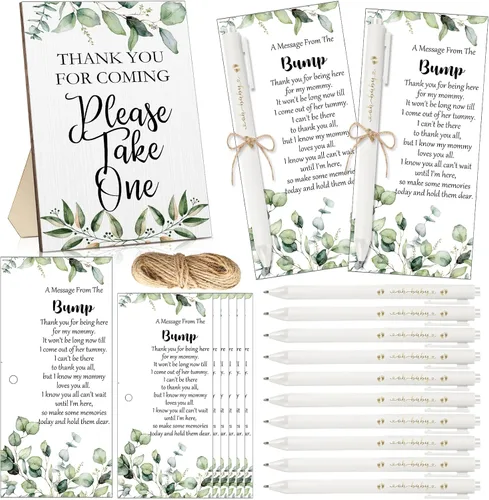 Miniatura 10 de Sintuff Juego de 50 Recuerdos de Baby Shower para Invitados 1 Letrero de Agradecimiento por Venir 50 Bolígrafos 50 Tarjetas de Agradecimiento