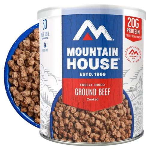Mountain House Lata de carne molida #10 | Alimentos de supervivencia liofilizados y de emergencia | Sin gluten | 22 porciones