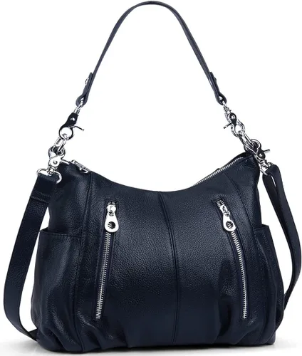 HESHE Monederos de cuero genuino para mujer, bolso de hombro Hobo, bolso cruzado, bolsos de diseñador para damas