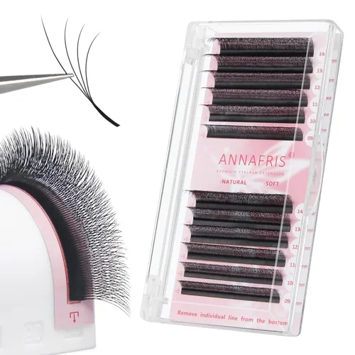 Miniatura 11 de Extensiones de pestañas postizas 4D en forma de abanico 0.003 in, rizo D, 0.31-0.59 pulgadas, volumen mixto, suministros de maquillaje, extensiones