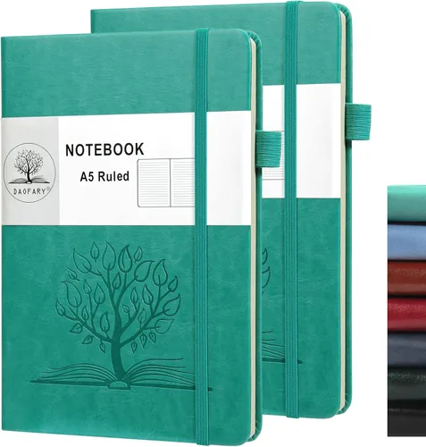 Miniatura 26 de Daofary Cuaderno A5 con rayas de cuero, 160 páginas, diario de 100gsm de papel grueso, tapa dura, con bolsillo, para trabajo, hombres y mujeres, 8.4