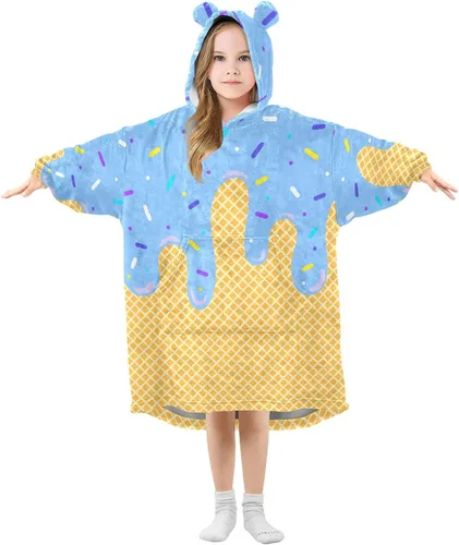 Miniatura 30 de Mantas portátiles para niños, sudadera con capucha tipo manta de gran tamaño, suave y cálida, regalos para niños, niñas y adolescentes de 3 a 14
