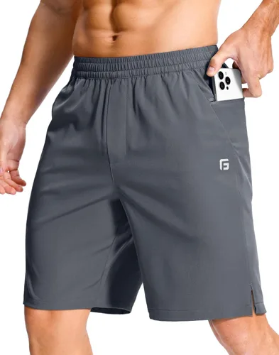 Miniatura 40 de GGJ Pantalones cortos deportivos ligeros para hombre con 2 bolsillos con cremallera de 7/5/9 pulgadas, pantalones cortos de tenis de secado rápido