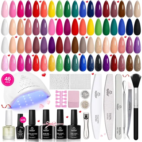 Miniatura 27 de Beetles Deal Box - Kit de esmalte de uñas de gel con luz UV – 32 colores esenciales de estudio, 68 piezas de esmalte de uñas con capa base libre