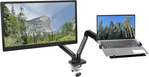 Miniatura 2 de Mount-It! Soporte de escritorio para laptop y monitor, soporte de brazo de movimiento completo, soporte ergonómico ajustable para monitor, soporte