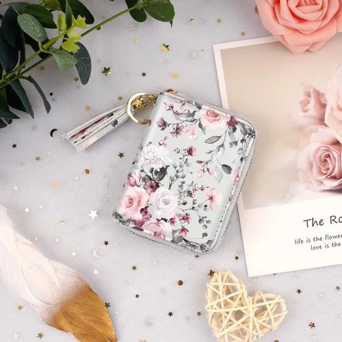 Miniatura 6 de Billetera pequeña para tarjetas de crédito RFID con purpurina linda para mujer