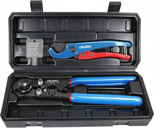 Miniatura 10 de OURU Herramienta de crimpado 2 en 1 con trinquete Pex, alicates para sujetar y quitar función combinada, herramienta profesional Pex de mango largo