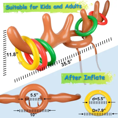 Miniatura 3 de Christmas Games for Family Party, 4 Pack Inflatable Reindeer Antler Ring Toss Game Great Christmas Games for Adults and Kids