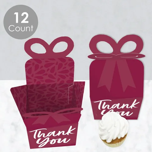 Miniatura 3 de Big Dot of Happiness Cajas de regalo cuadradas de color burdeos, elegantes y sencillas, cajas de lazo para fiestas de invitados, juego de 12 Borgoña