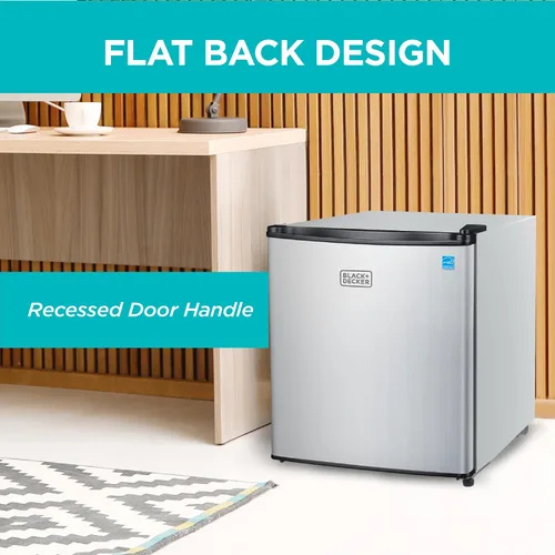 Miniatura 7 de BLACK+DECKER Refrigerador compacto de 1.7 pies cúbicos, certificado ENERGY STAR, mini refrigerador de una sola puerta con compartimento enfriador