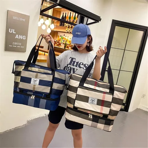 Miniatura 3 de 2022 - Bolsa de viaje plegable de separación secahúmeda, ligera, impermeable, plegable, para deportes, camping, Burdeos