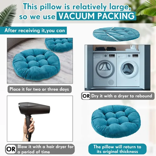 Miniatura 2 de Almohadas de suelo redondas y cuadradas Jerify 55.9 x 55.9 cm gran almohada redonda de meditación para el suelo para salón de clases meditación
