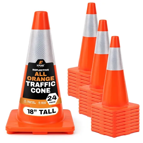 Miniatura 32 de Xpose Safety Conos de tráfico naranjas de 12 pulgadas con collar de 4 pulgadas, paquete de 4 conos de seguridad de plástico PVC multiusos
