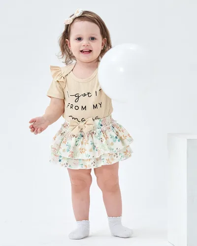 Miniatura 82 de Mioglrie Conjunto de ropa para bebé recién nacida, conjunto de pantalones cortos, conjunto floral de verano, ropa de bebé linda para niña