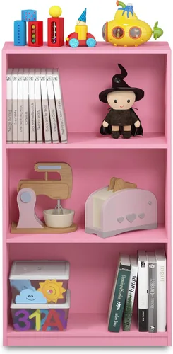 Miniatura 4 de Furinno BASIC - Estantería moderna de 3 niveles, estantería con estantes abiertos, 9.3 x 21.8 x 39.5 pulgadas, para sala de estar, dormitorio, Rosa