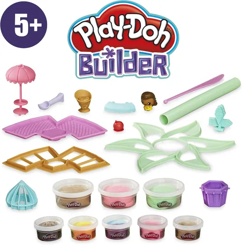 Miniatura 7 de Play-Doh Builder - Kit de construcción de juguete para helado para niños de 5 años en adelante con 8 latas de compuesto de modelado no tóxico, fácil