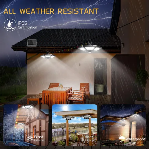 Miniatura 8 de Deogos Luces colgantes solares, luces solares de doble cabezal con sensor de movimiento para exteriores, 180 luces LED solares para interiores
