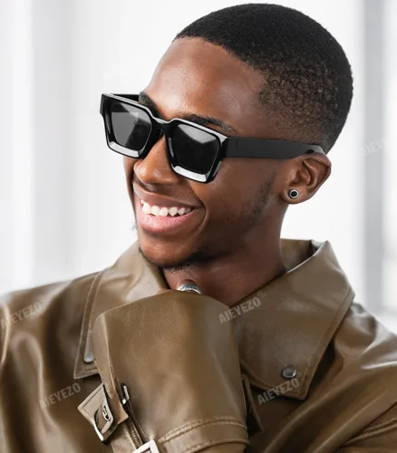 Miniatura 192 de AIEYEZO Gafas de sol cuadradas para mujeres y hombres, gafas de sol cuadradas con montura gruesa, estilo de diseñador simple