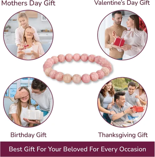 Miniatura 59 de Crystal Vibe Pulseras de cuentas de 0.315 in para mujeres y hombres, pulseras de cristal con piedras preciosas naturales, tamaño elástico ajustable
